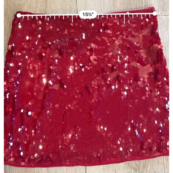 STAUD Vedette red Sequined Skirt size 8 - Picture 12 of 13